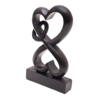 Alternate image for Romantic Hand Carved Wood Sculpture with Black Finish Forever Linked