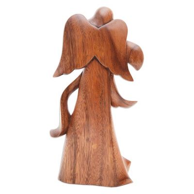 Alternate image for Angel-Themed Romantic Suar Wood Sculpture from Bali Sending Love