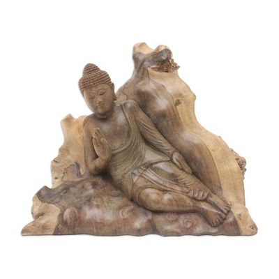 Main image for Hand Carved Suar Wood Buddha Sculpture Buddhas Mood