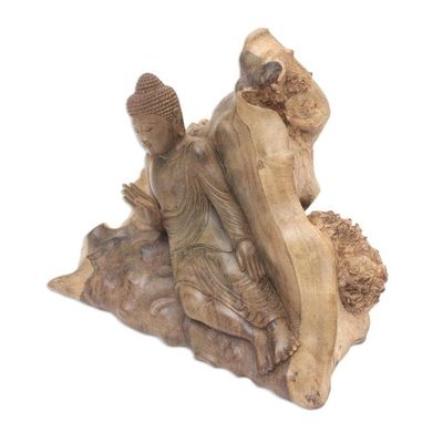 Alternate image for Hand Carved Suar Wood Buddha Sculpture Buddhas Mood