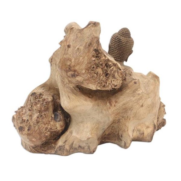 Alternate image for Hand Carved Suar Wood Buddha Sculpture Buddhas Mood