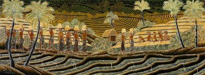 Alternate image for Handcrafted Batik Cotton Wall Hanging Jatiluwil Rice Terrace