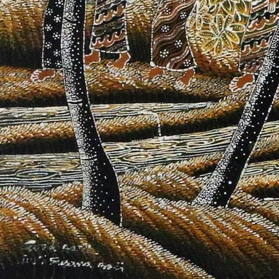 Alternate image for Handcrafted Batik Cotton Wall Hanging Jatiluwil Rice Terrace