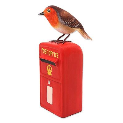 Alternate image for Artisan Crafted Suar Wood Bird Statuette Air Mail