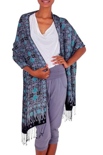 Main image for Batik Silk Shawl Handmade in Indonesia Blue Sarangan