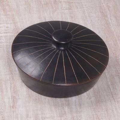 Alternate image for Handmade Black Terracotta Ceramic Lidded Appetizer Platter Lombok Night
