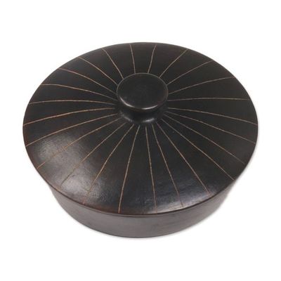 Alternate image for Handmade Black Terracotta Ceramic Lidded Appetizer Platter Lombok Night