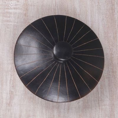 Alternate image for Handmade Black Terracotta Ceramic Lidded Appetizer Platter Lombok Night