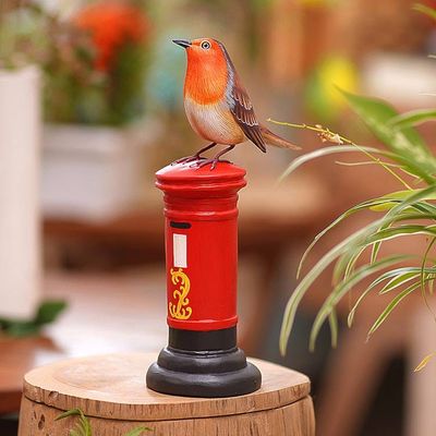 Alternate image for Hand Carved Suar Wood Bird Statuette Avian Postman