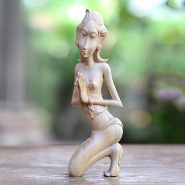 Alternate image for Hand Carved Wood Sculpture of Balinese Woman Jegeg