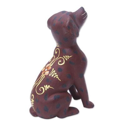 Alternate image for Dog Wood Figurine Hand-carved  Hand-painted in Indonesia Clumsy Doggy