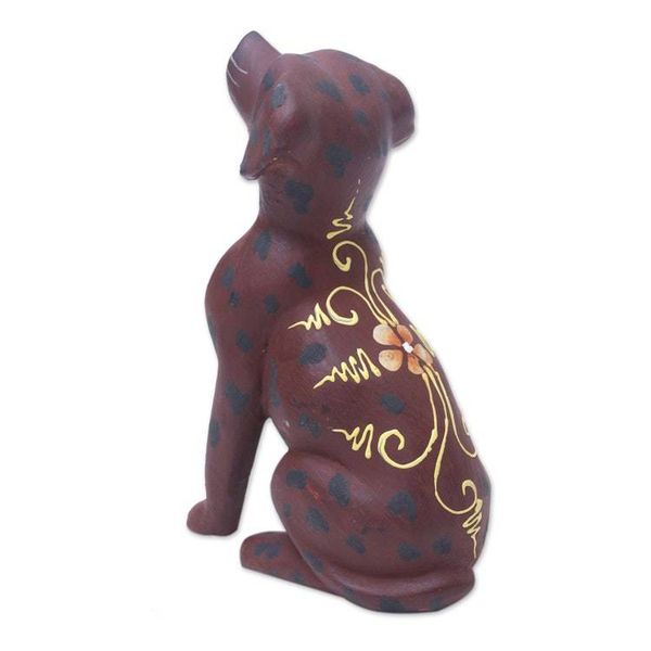 Alternate image for Dog Wood Figurine Hand-carved Hand-painted in Indonesia Clumsy Doggy
