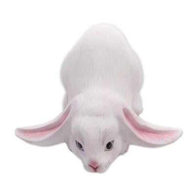 Alternate image for Balinese Signed White Lop-Eared Rabbit Sculpture White Lop Bunny