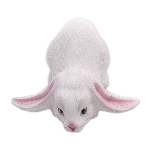 Alternate image for Balinese Signed White Lop-Eared Rabbit Sculpture White Lop Bunny