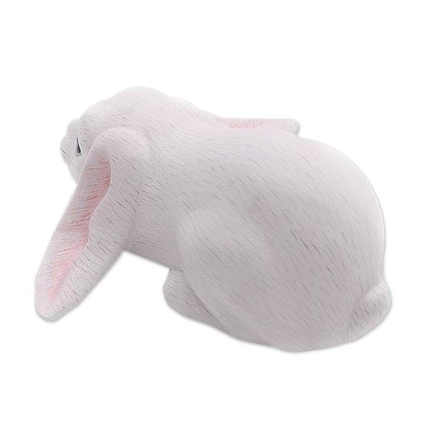 Alternate image for Balinese Signed White Lop-Eared Rabbit Sculpture White Lop Bunny