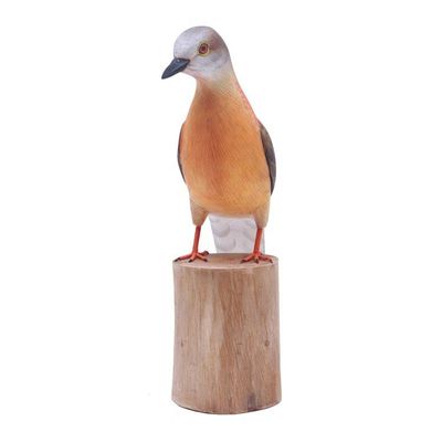 Alternate image for Hand Crafted Suar Wood Pigeon Statuette Passenger Pigeon