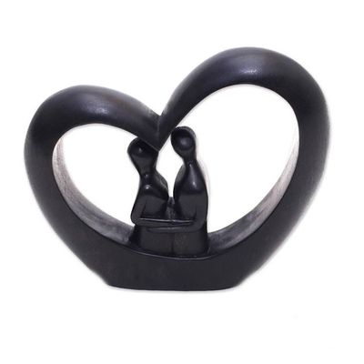 Alternate image for Heart-Shaped Romantic Wood Sculpture in Black from Bali Love Within