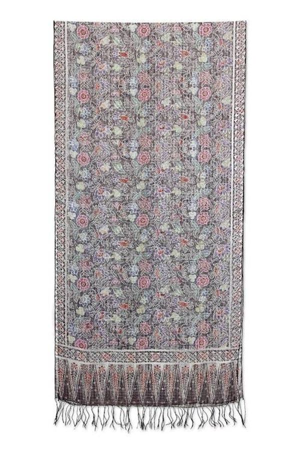 Alternate image for Silk Batik Shawl Handmade in Indonesia Floral Garden