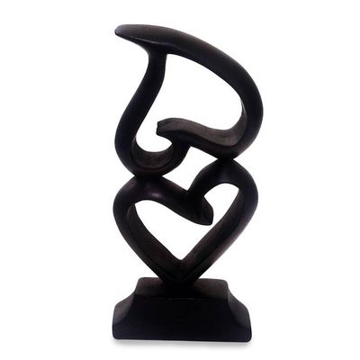 Alternate image for Heart Motif Suar Wood Sculpture from Bali Stacking Hearts