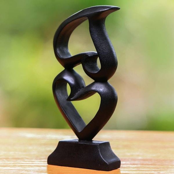 Alternate image for Heart Motif Suar Wood Sculpture from Bali Stacking Hearts