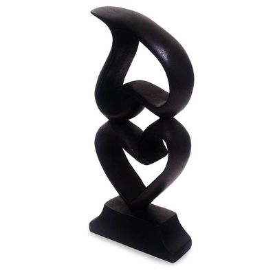 Alternate image for Heart Motif Suar Wood Sculpture from Bali Stacking Hearts