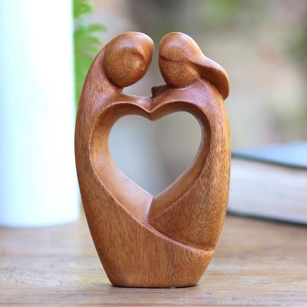 Alternate image for Unique Hand Carved Loving Couple Sculpture Loving Couple