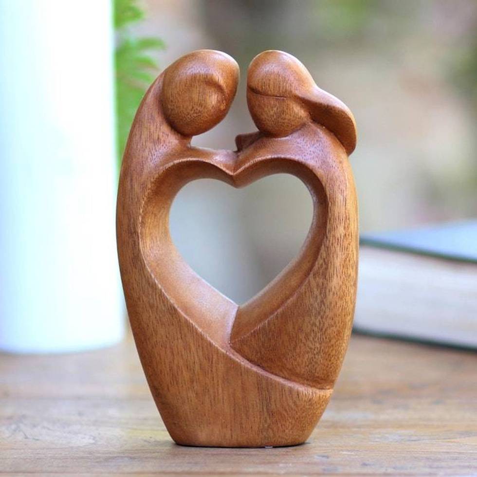 Unique Hand Carved Loving Couple Sculpture 'Loving Couple'