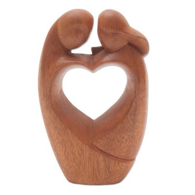 Alternate image for Unique Hand Carved Loving Couple Sculpture Loving Couple