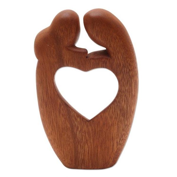 Alternate image for Unique Hand Carved Loving Couple Sculpture Loving Couple