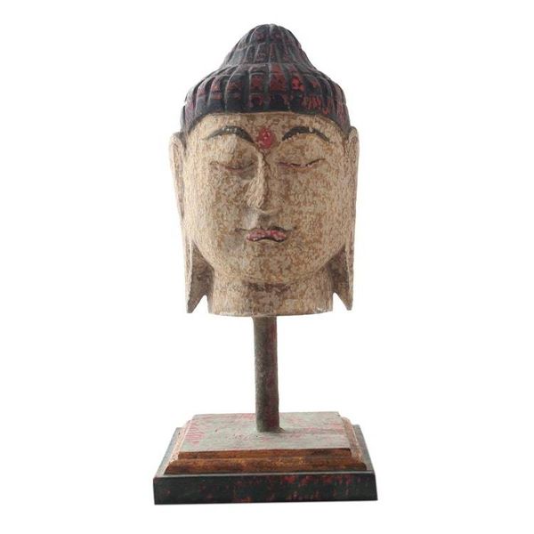 Alternate image for Hand Carved Buddha Head Statuette Sacred Buddha