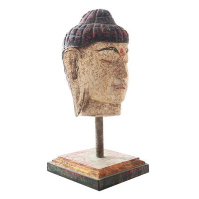 Alternate image for Hand Carved Buddha Head Statuette Sacred Buddha