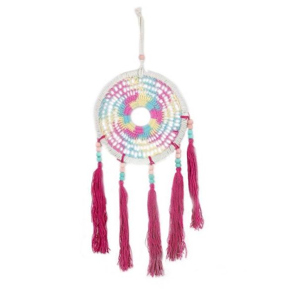 Alternate image for Crocheted Mandala-Inspired Colorful Cotton Wall Hanging Gianyar Celebration