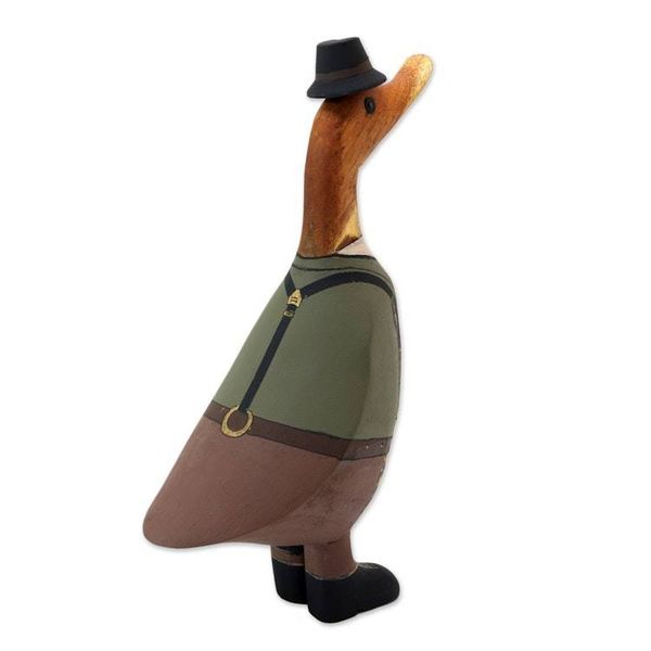 Alternate image for Bamboo Root and Teak Hand-Painted Duck with Steampunk Style Steampunk Duck