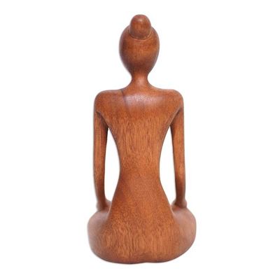 Alternate image for Suar Wood Statuette with Meditation Motif Calm Down