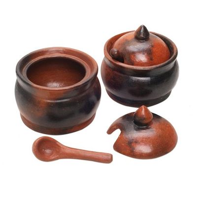 Alternate image for Pair of Ceramic Sugar Bowls Handcrafted in Indonesia Sweet Lombok