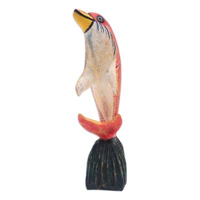 Alternate image for Jempinis Wood Dolphin Statuette from Bali Balancing Dolphin