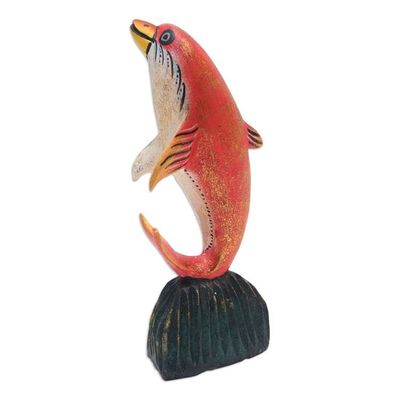 Alternate image for Jempinis Wood Dolphin Statuette from Bali Balancing Dolphin