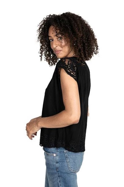 Alternate image for Floral Embroidered Rayon Blouse in Onyx from Bali Black Kusuma