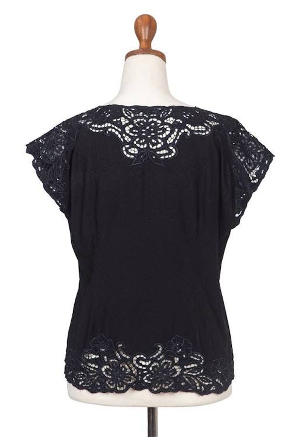 Alternate image for Floral Embroidered Rayon Blouse in Onyx from Bali Black Kusuma