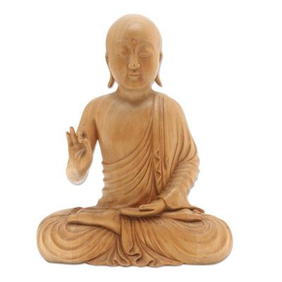 Alternate image for Balinese Crocodile Wood Buddha Statuette Karana Mudra Buddha