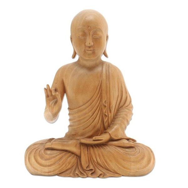 Alternate image for Balinese Crocodile Wood Buddha Statuette Karana Mudra Buddha