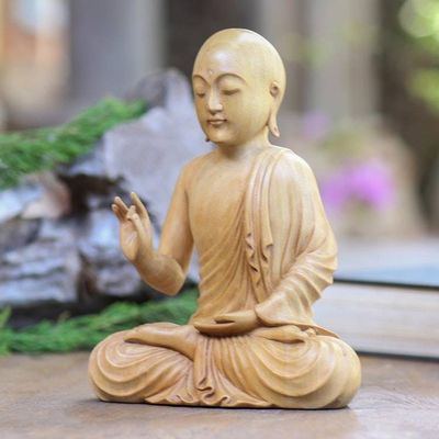 Alternate image for Balinese Crocodile Wood Buddha Statuette Karana Mudra Buddha