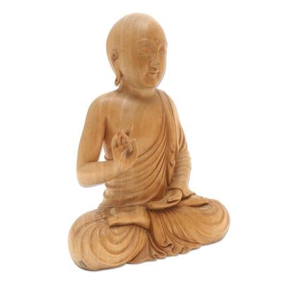 Alternate image for Balinese Crocodile Wood Buddha Statuette Karana Mudra Buddha