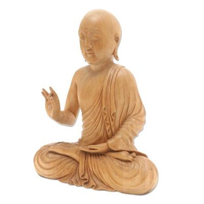 Alternate image for Balinese Crocodile Wood Buddha Statuette Karana Mudra Buddha