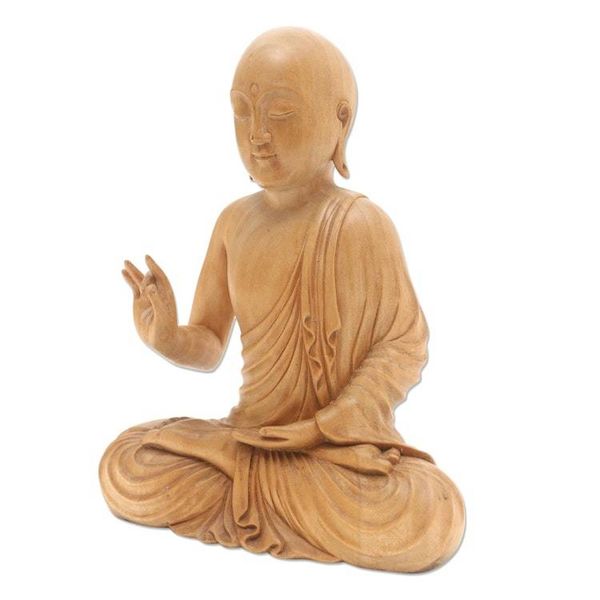 Alternate image for Balinese Crocodile Wood Buddha Statuette Karana Mudra Buddha