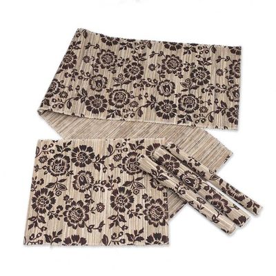 Alternate image for 5-Piece Set Table Runner  Placemats Made from Cotton Blend Lovely Sunflowers