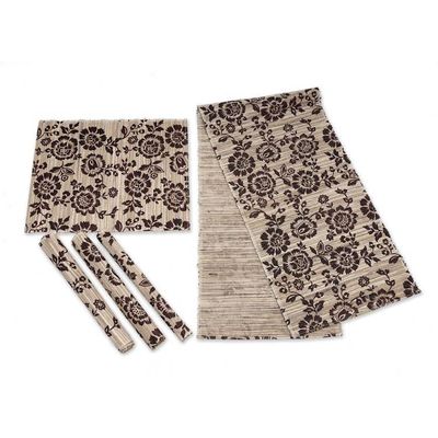 Alternate image for 5-Piece Set Table Runner  Placemats Made from Cotton Blend Lovely Sunflowers