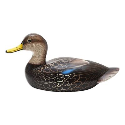 Alternate image for Handmade Javanese Suar Wood Duck Statuette Blue-Winged Teal