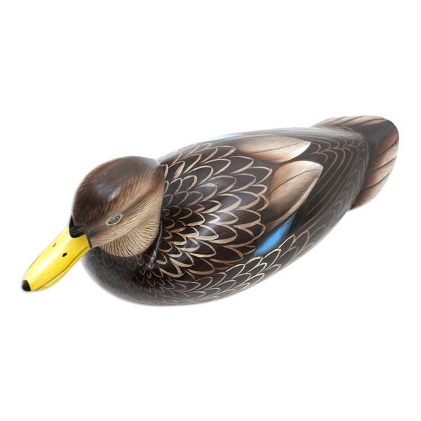 Alternate image for Handmade Javanese Suar Wood Duck Statuette Blue-Winged Teal