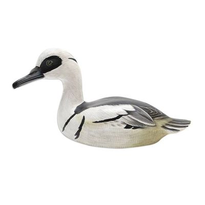 Alternate image for Hand-Painted Suar Wood Duck Statuette White Smew